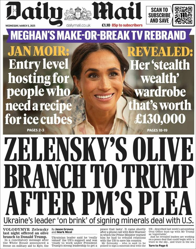 Portada de Daily Mail (Reino Unido)