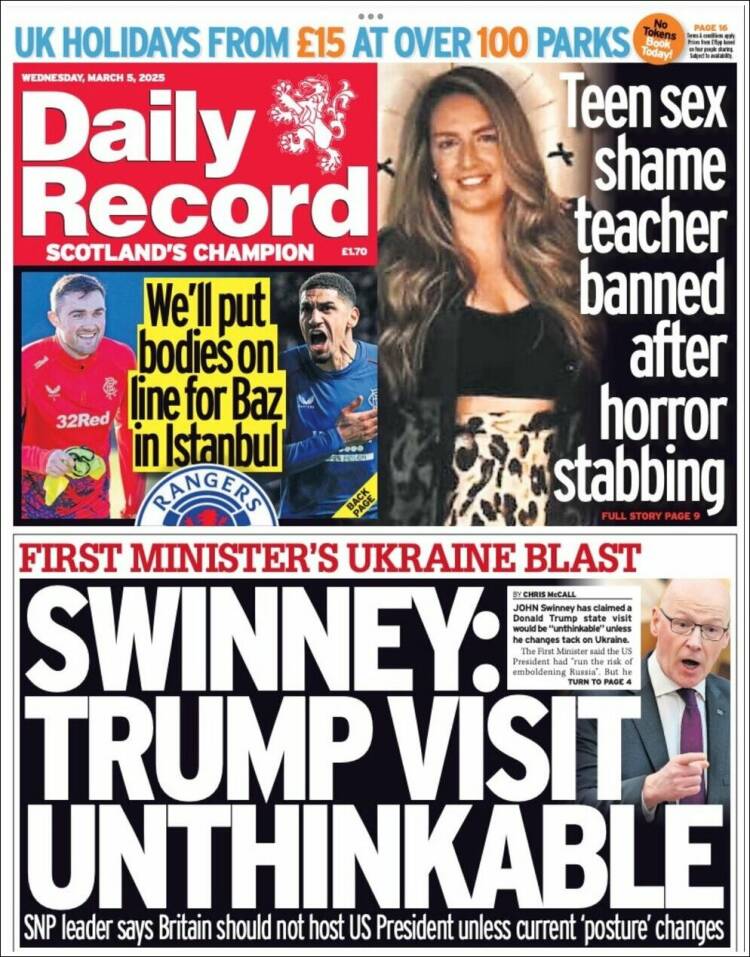 Portada de Daily Record (Reino Unido)
