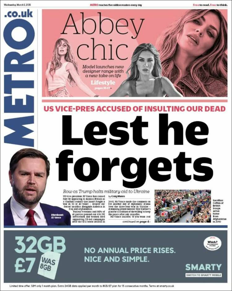 Portada de Metro (Reino Unido)