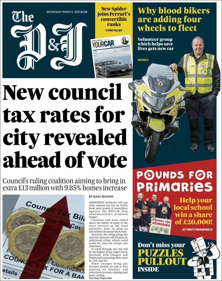 Portada de The Press and Journal (Reino Unido)