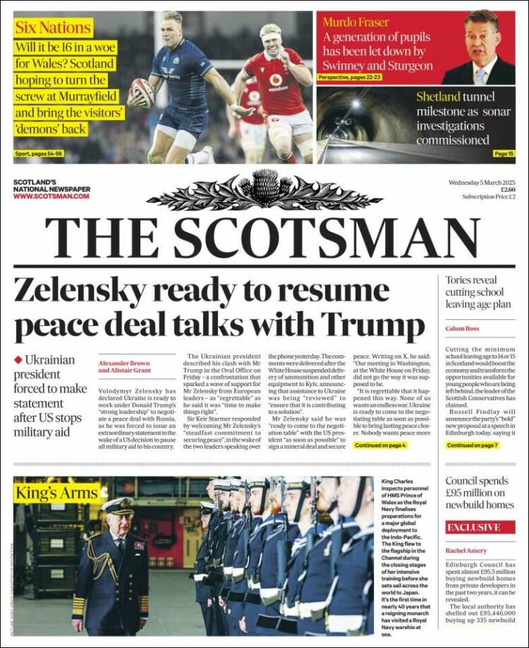 Portada de The Scotsman (Reino Unido)