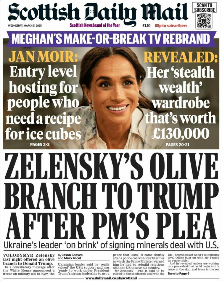 Portada de Scottish Daily Mail (Reino Unido)