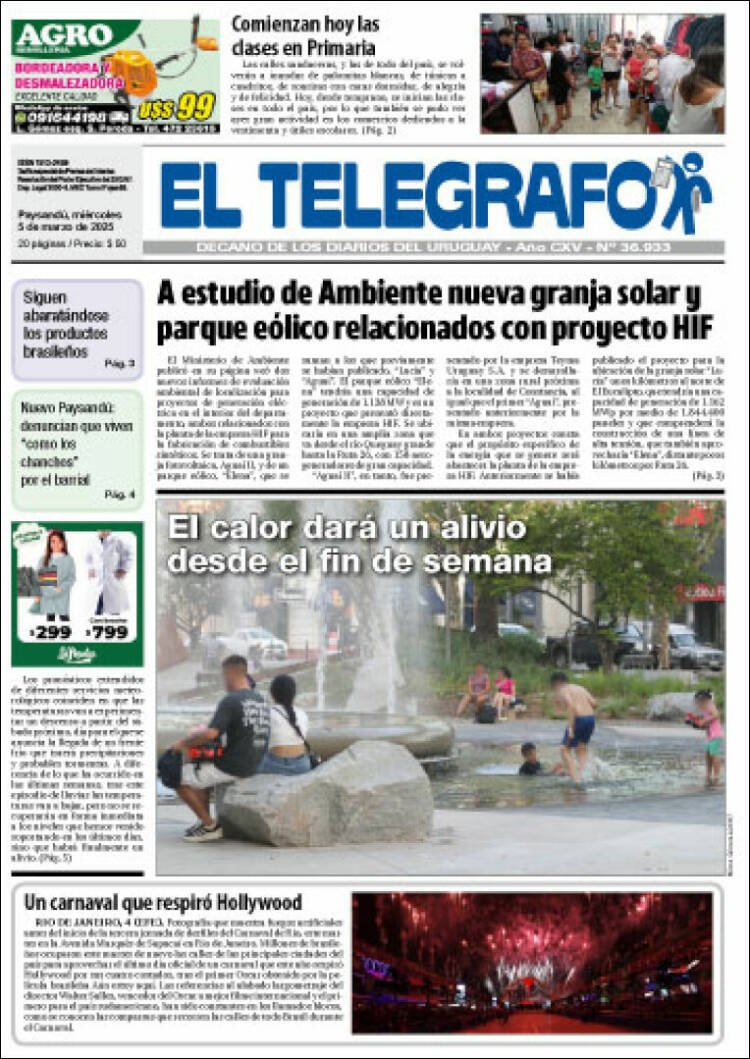 Portada de El Telégrafo (Uruguay)