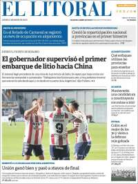 Portada de Diario El Litoral (Argentina)