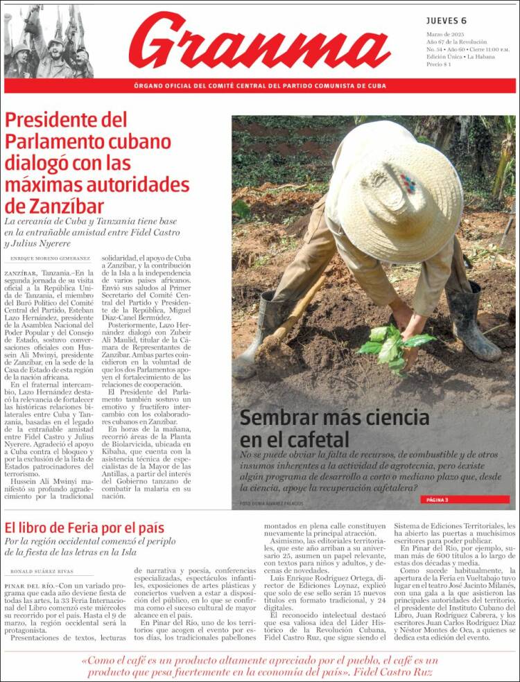 Portada de Granma (Cuba)