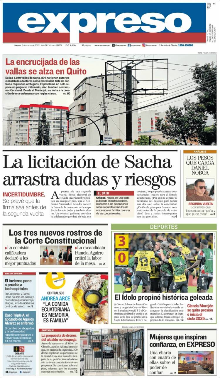 Portada de Expreso (Ecuador)