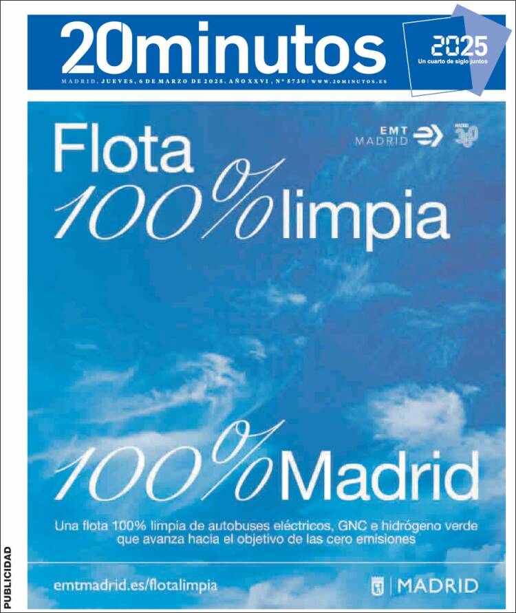 Portada de 20 Minutos - Madrid (España)