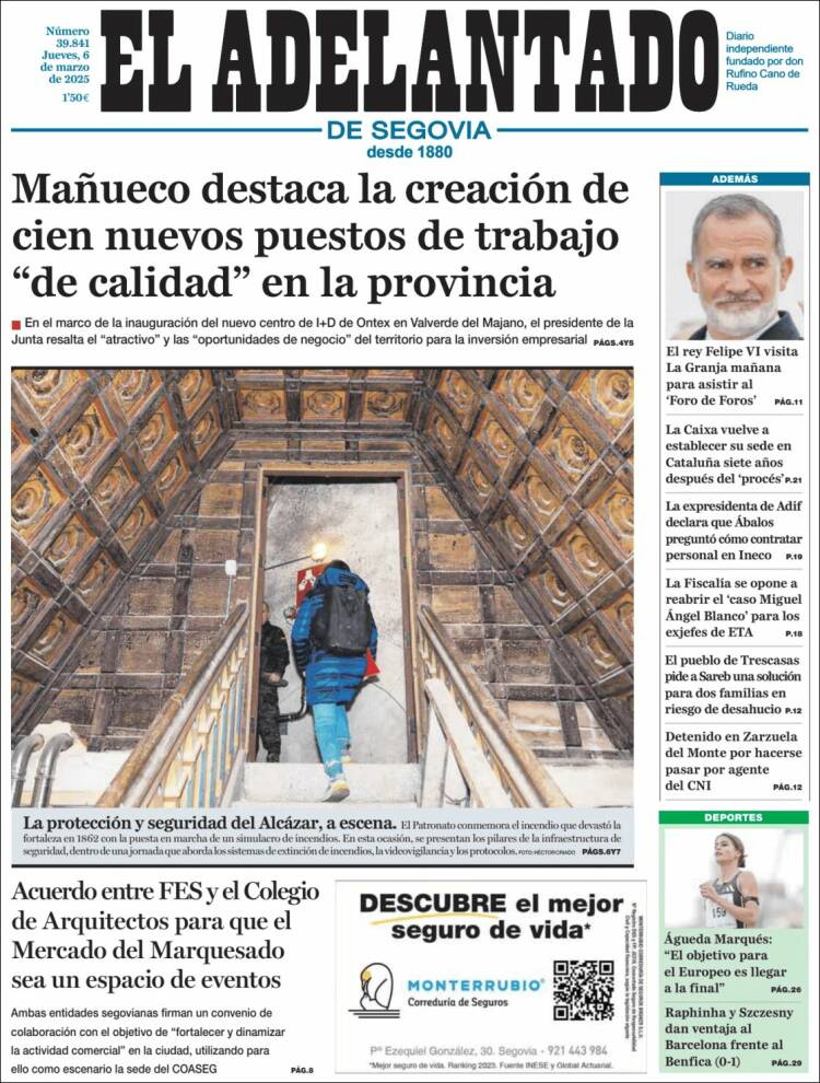 Portada de El Adelantado de Segovia (España)