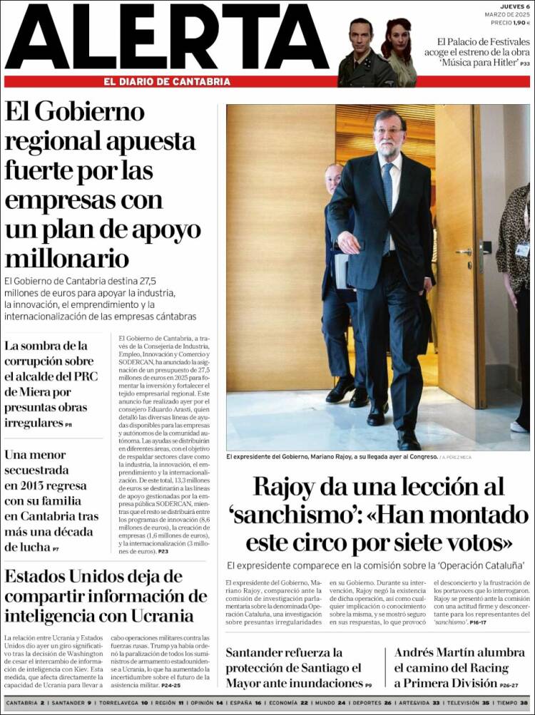 Portada de Alerta - El Diario de Cantabria (España)