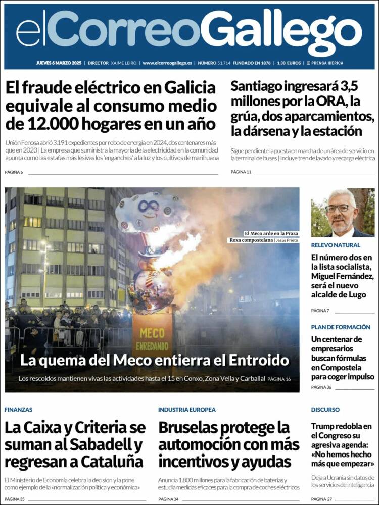 Portada de El Correo Gallego (España)