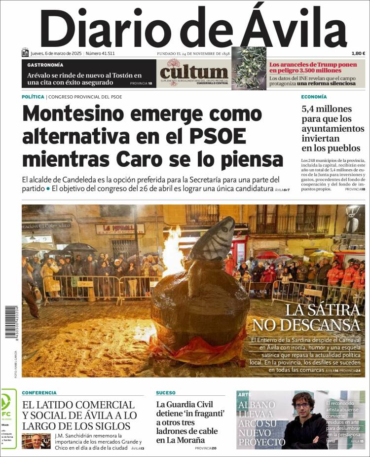 Portada de Diario de Ávila (España)