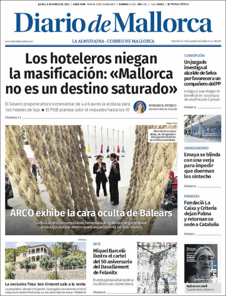 Portada de Diario de Mallorca (España)