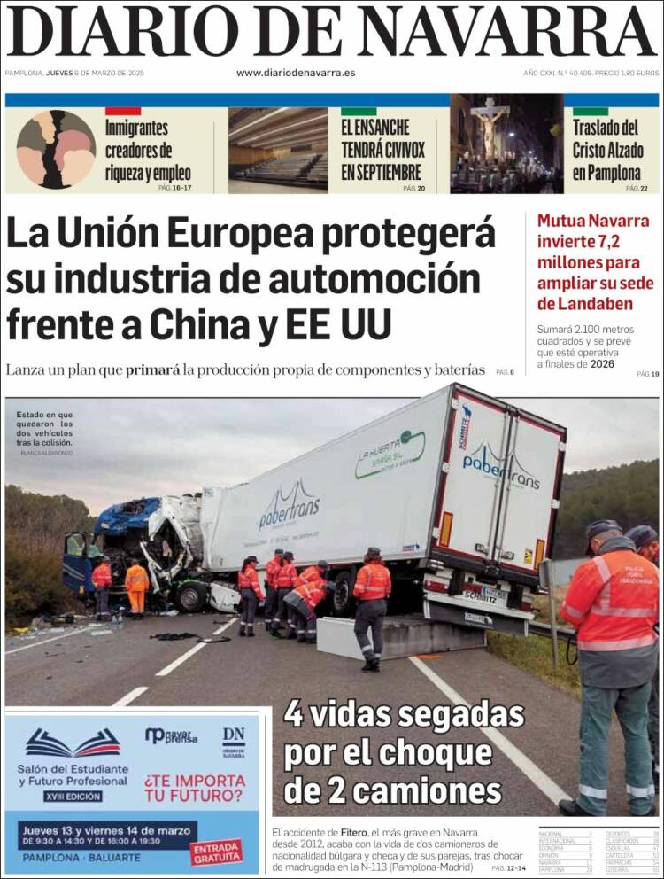 Portada de Diario de Navarra (España)