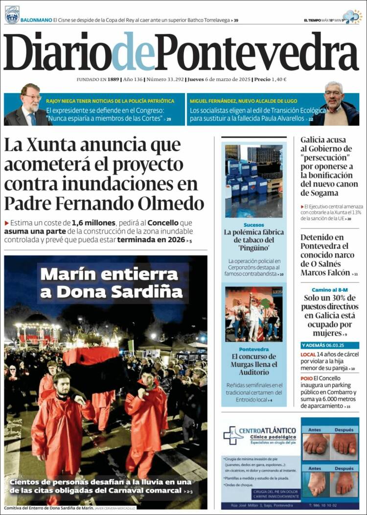 Portada de Diario de Pontevedra (España)