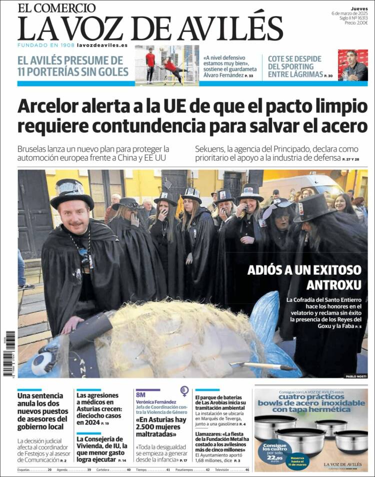 Portada de El Comercio - Avilés (España)