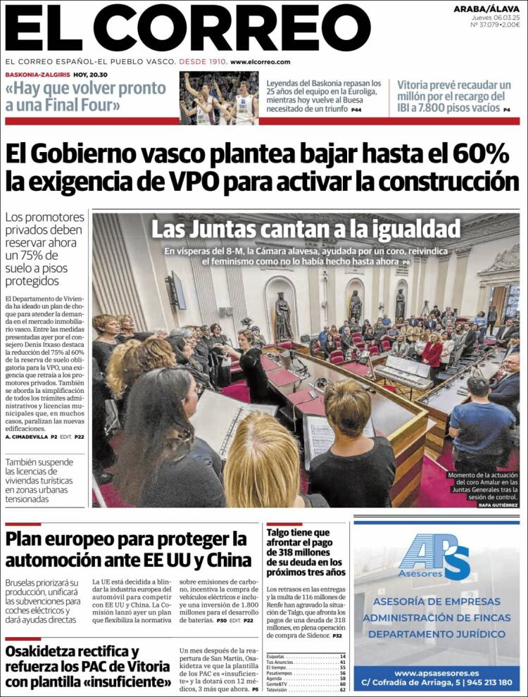 Portada de El Correo - Álava (España)