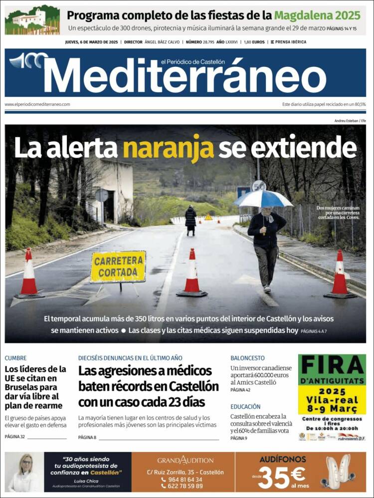 Portada de El Periódico Mediterraneo (España)