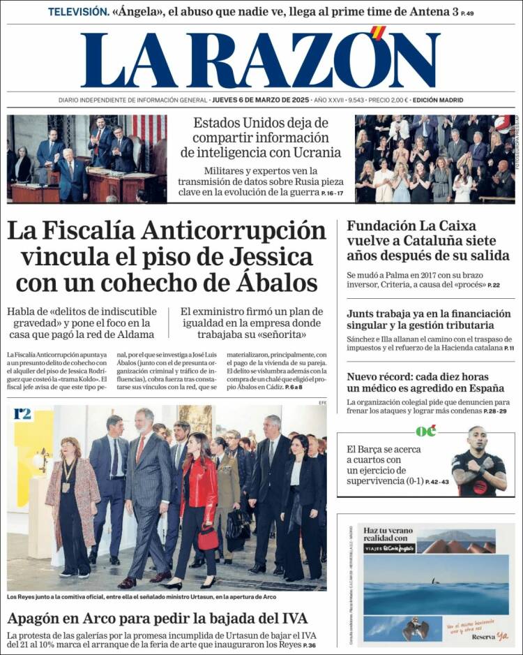 Portada de La Razón (España)