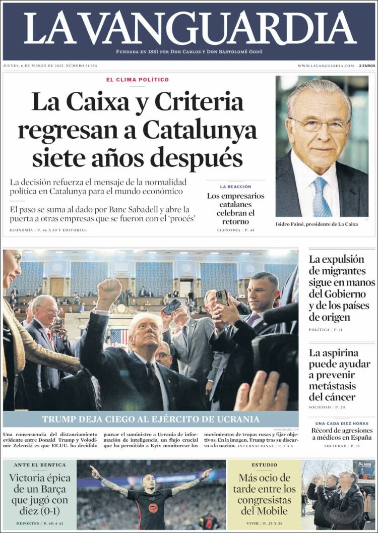 Portada de La Vanguardia (España)