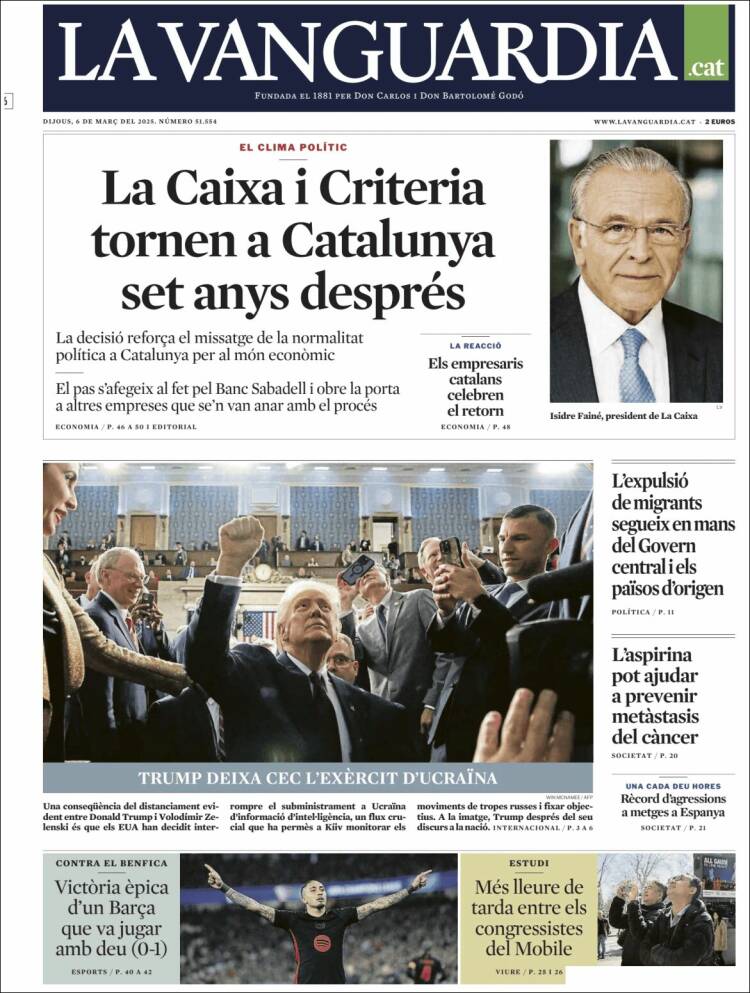 Portada de La Vanguardia (España)