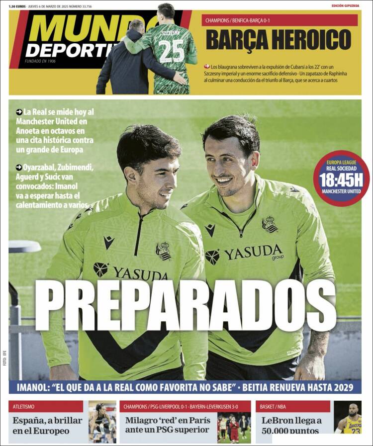 Portada de Mundo Deportivo Gipuzkoa (España)