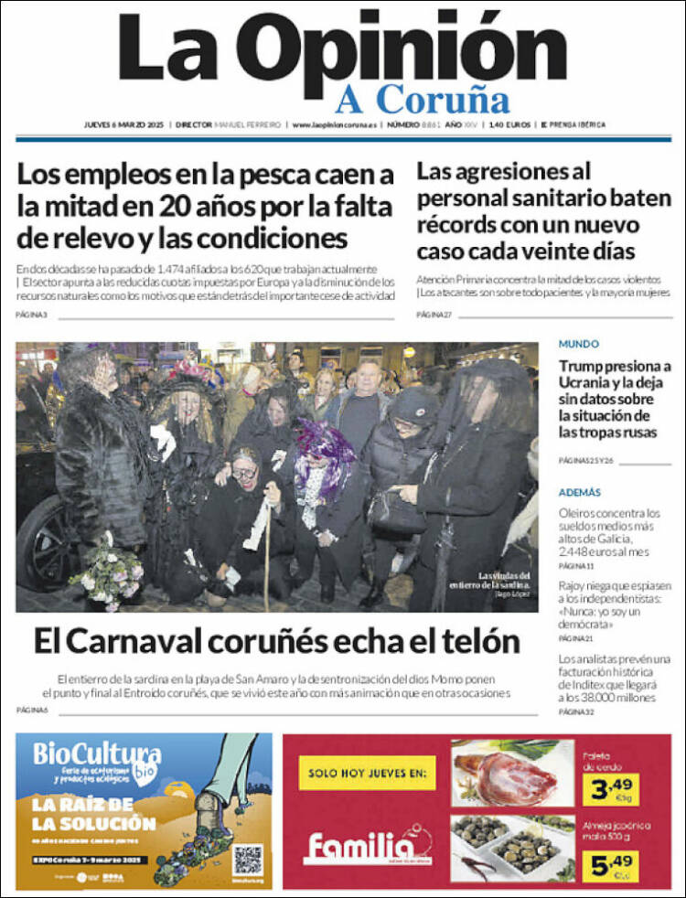 Portada de La Opinión de A Coruña (España)