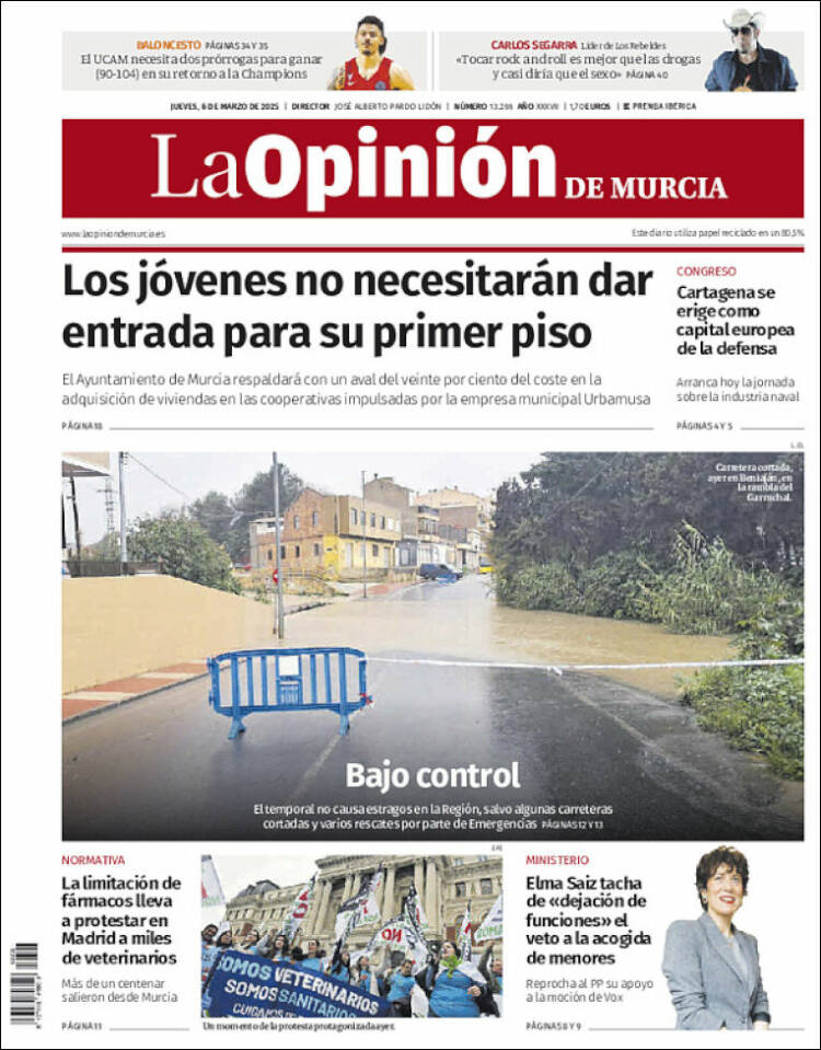 Portada de La Opinión de Murcia (España)