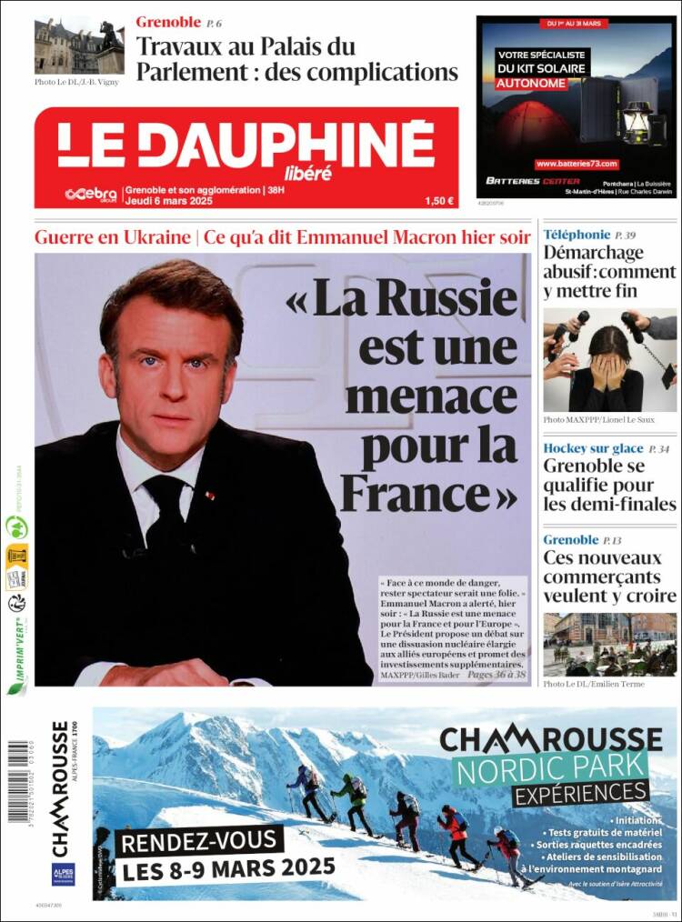 Portada de Le Dauphiné Libéré (Francia)