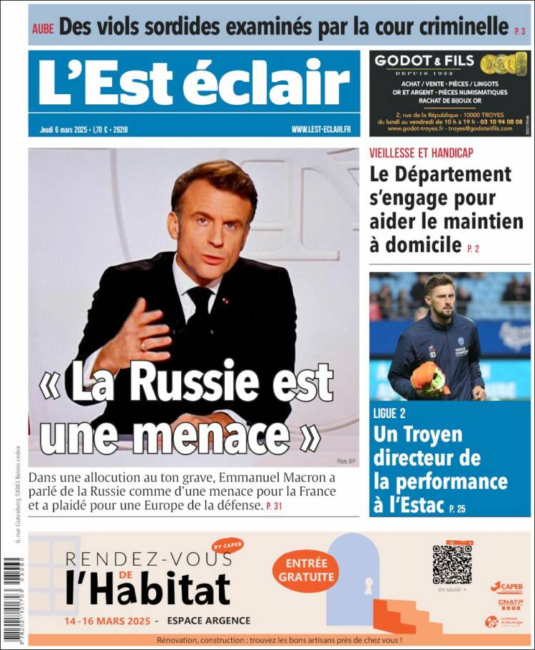 Portada de L'Est Eclair (Francia)