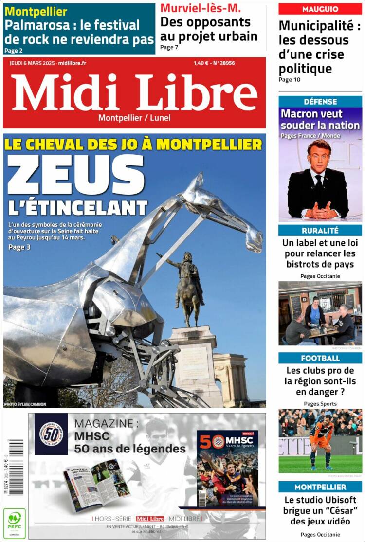 Portada de Midi Libre (Francia)