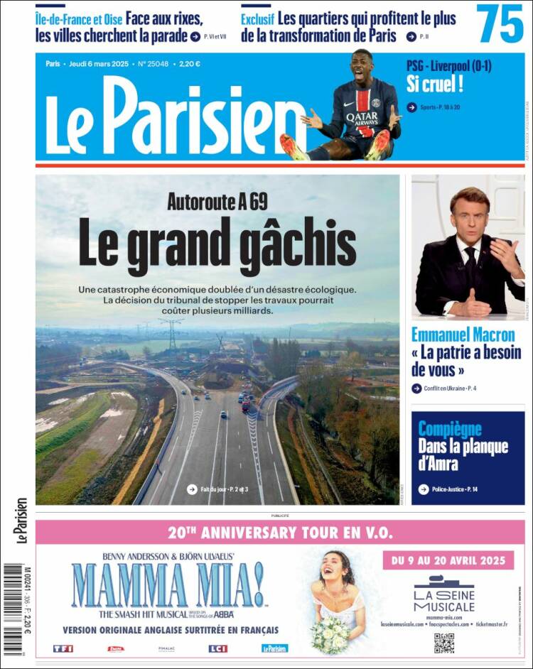 Portada de Le Parisien (Francia)