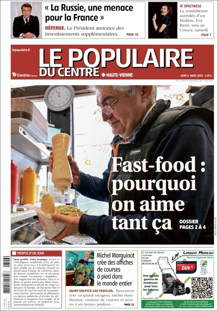 Portada de Le Populaire du Centre (Francia)