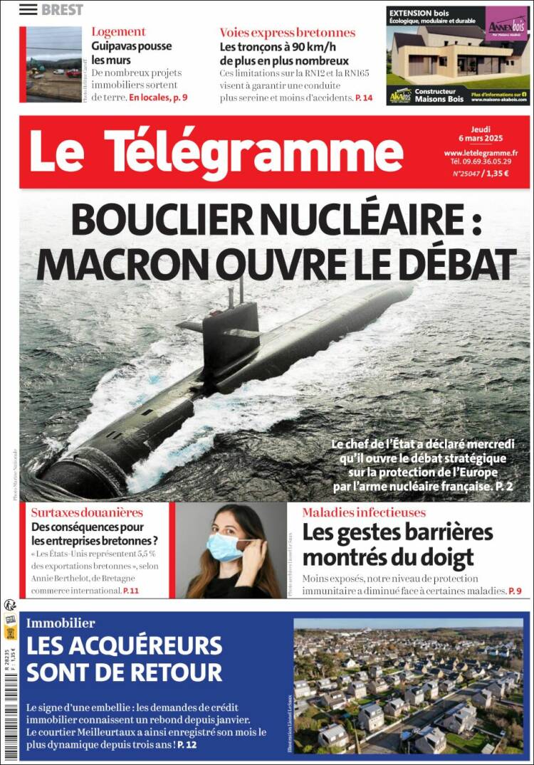 Portada de Télégramme (Francia)