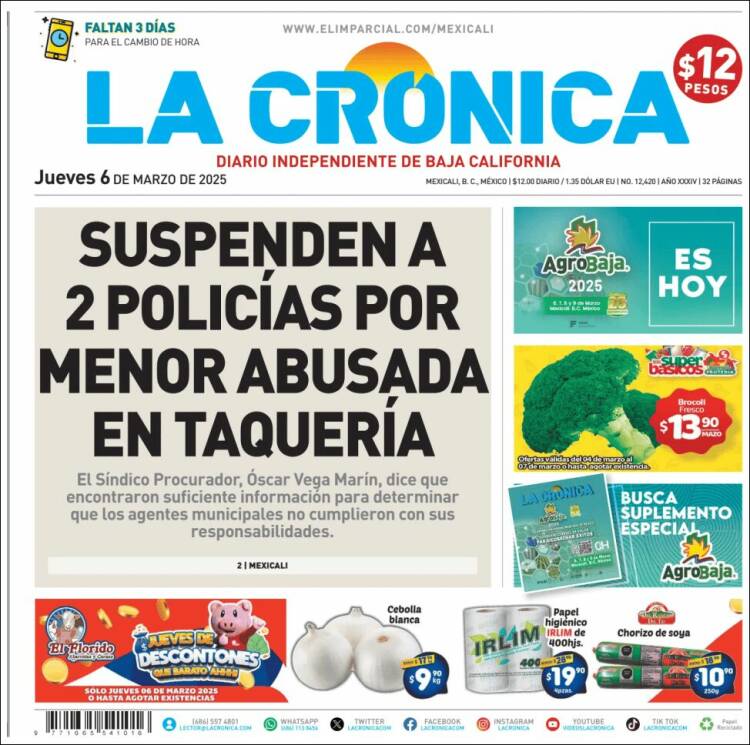 Portada de La Crónica de Baja California (México)