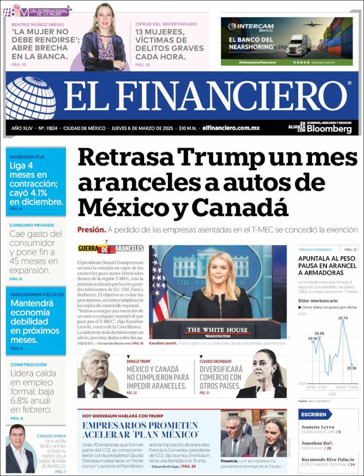 Portada de El Financiero (México)