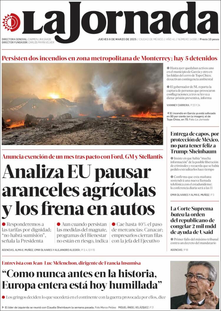 Portada de La Jornada (México)