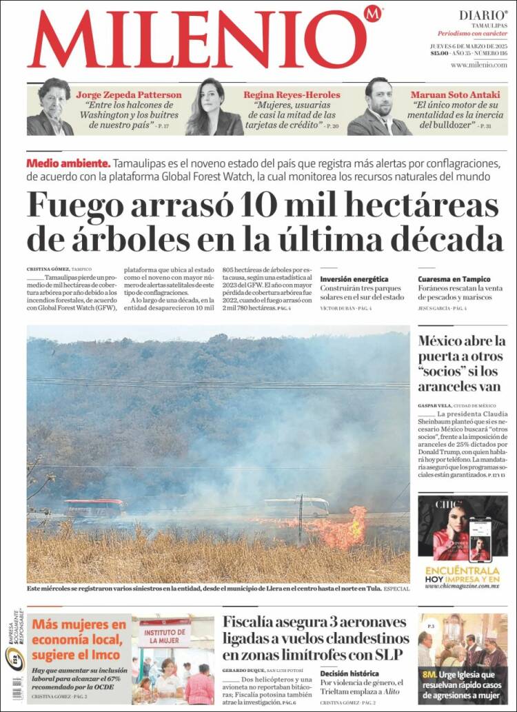 Portada de Milenio - Tamaulipas (México)