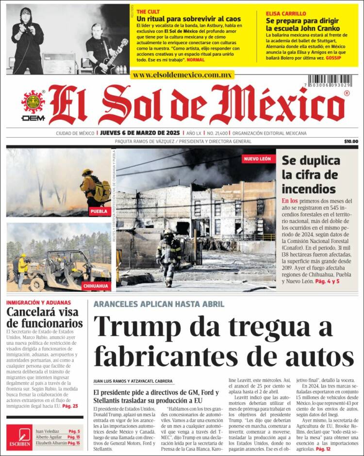 Portada de El Sol de México (México)