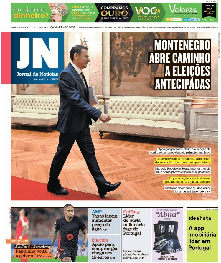 Portada de Jornal de Notícias (Portugal)