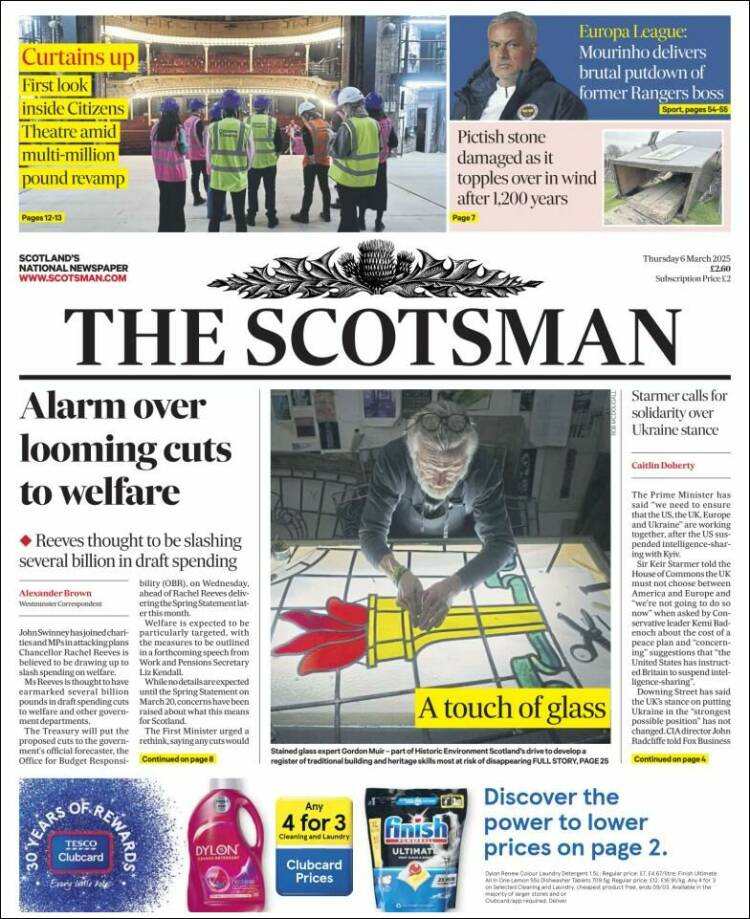 Portada de The Scotsman (Reino Unido)