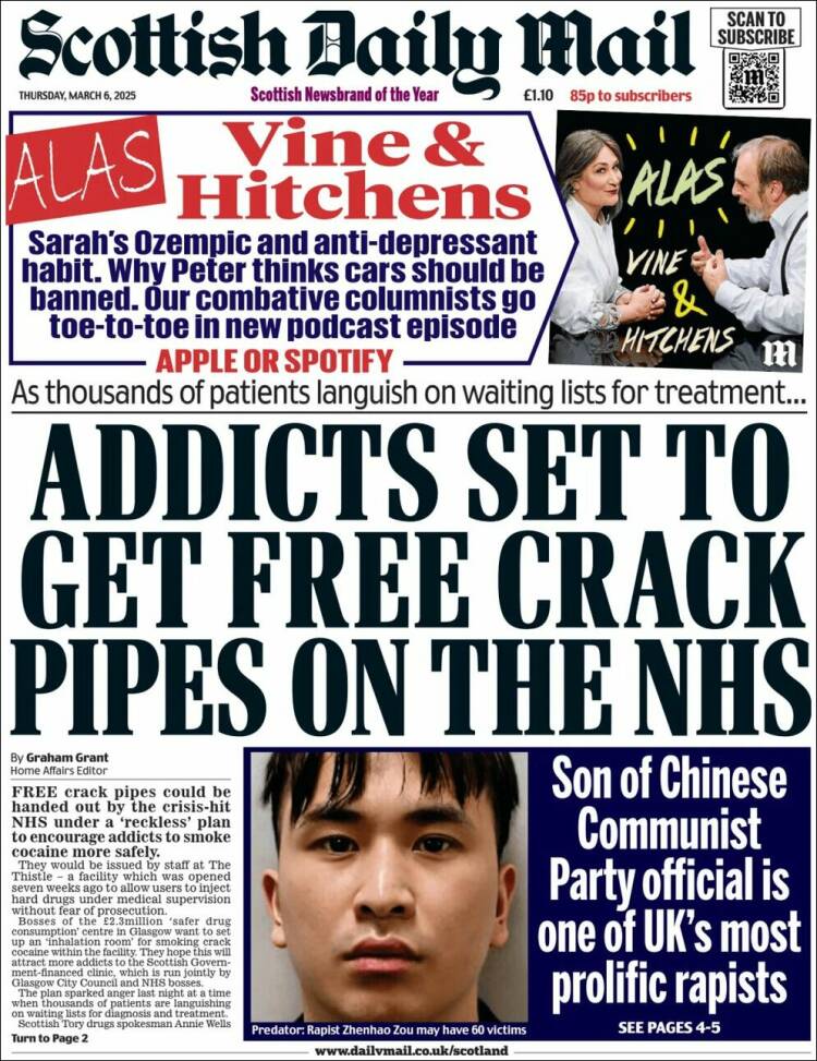 Portada de Scottish Daily Mail (Reino Unido)