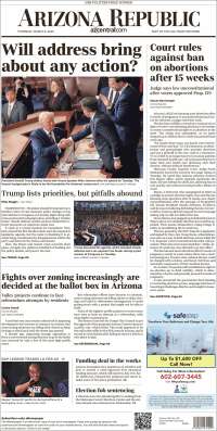 Portada de Arizona Republic News (USA)