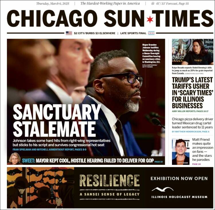 Portada de Chicago Sun-Times (USA)