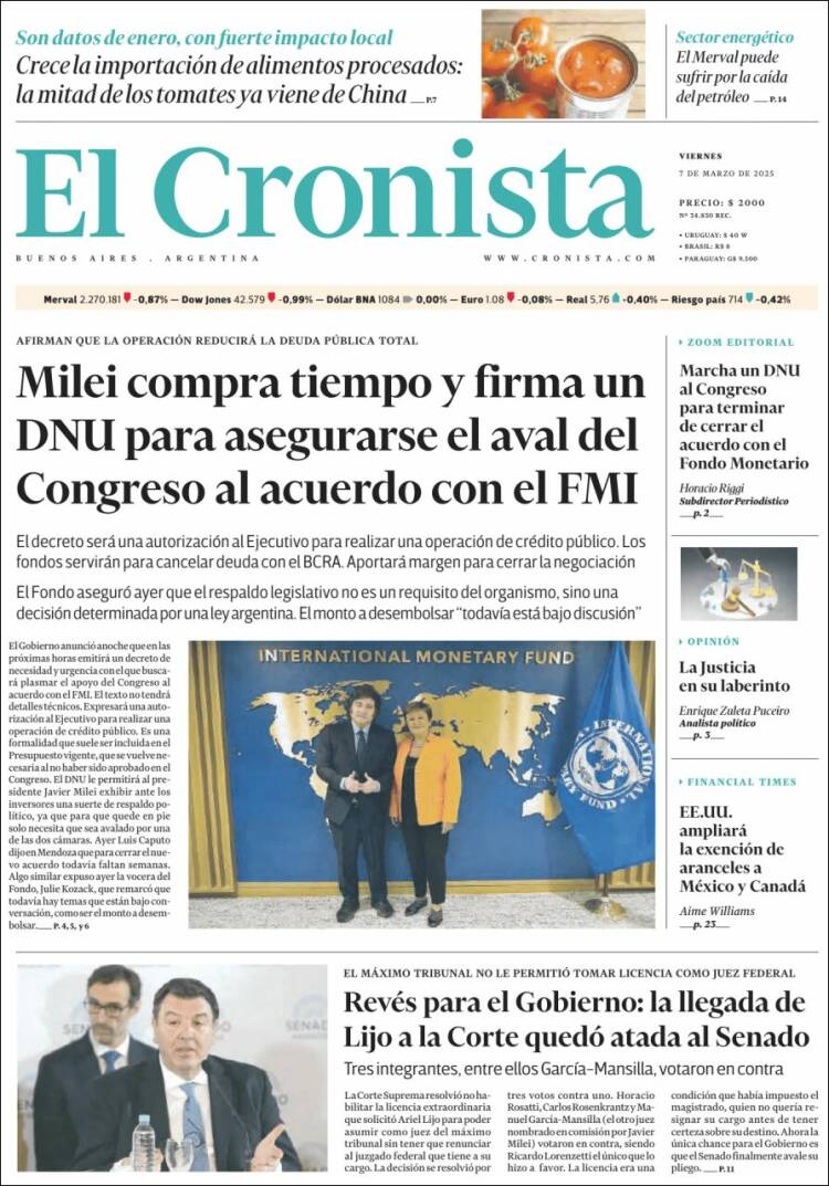 Portada de El Cronista Comercial (Argentina)