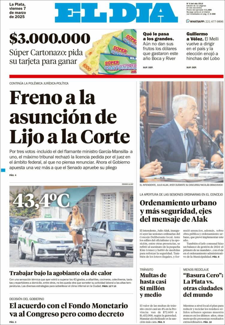 Portada de El Día de la Plata (Argentina)