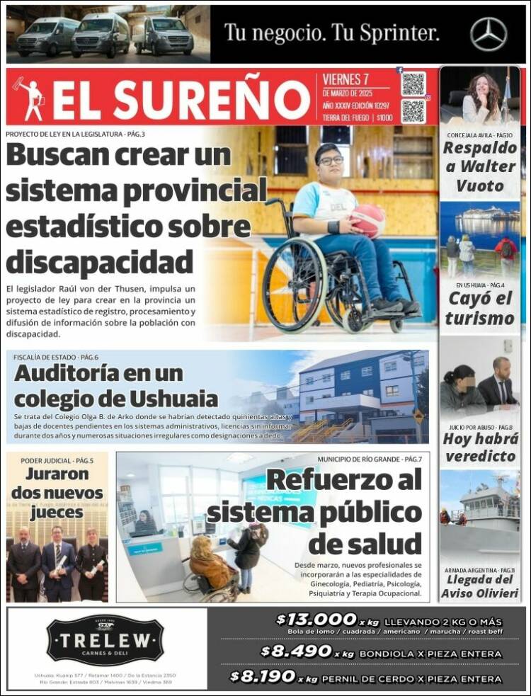 Portada de Diario El Sureño (Argentina)