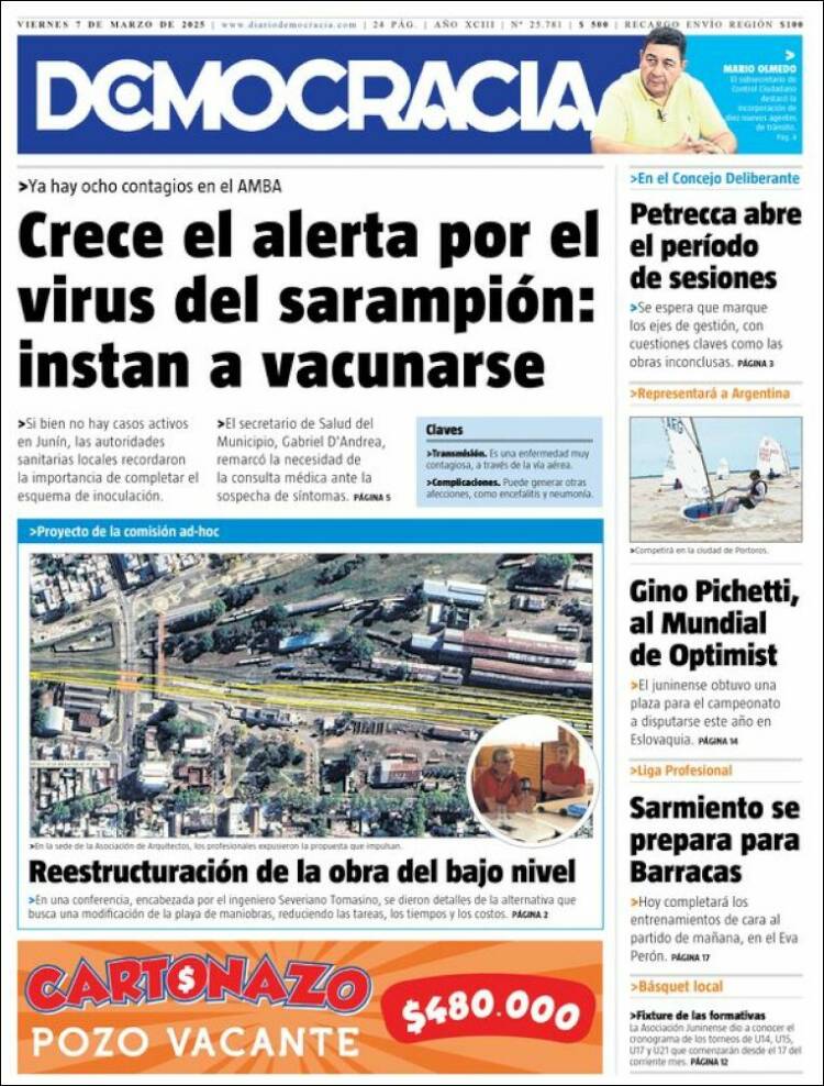 Portada de Diario Democracia (Argentina)