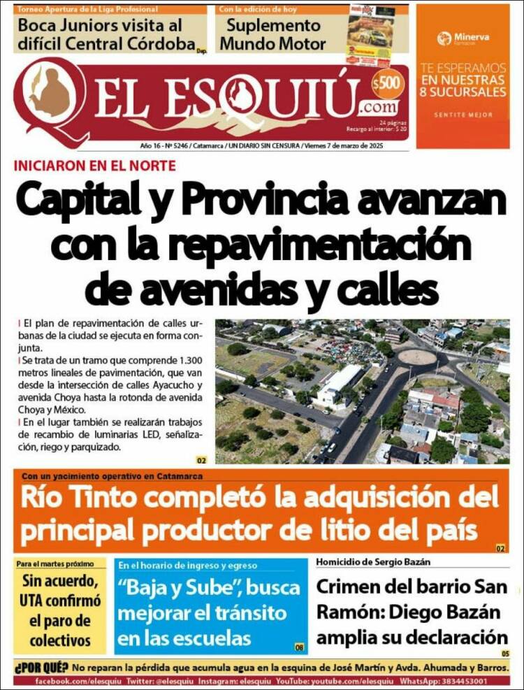 Portada de El Esquiu (Argentina)