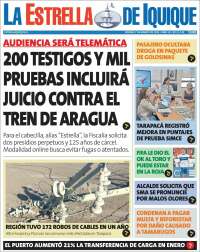 Portada de La Estrella de Iquique (Chile)