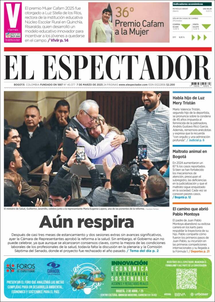 Portada de El Espectador (Colombia)